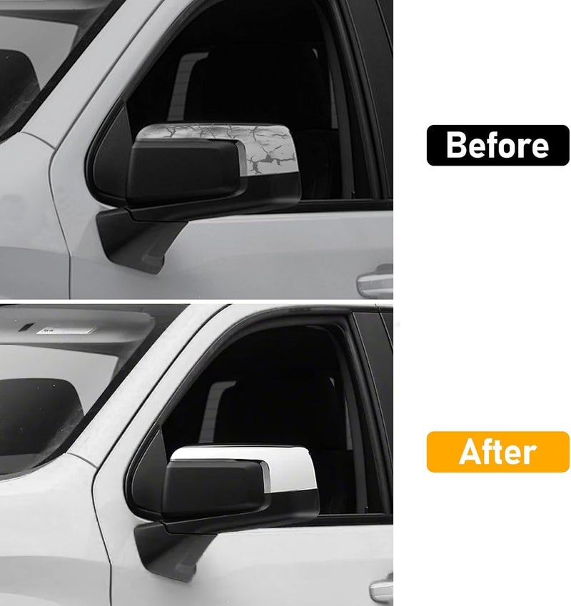 Moonlinks Compatible with 2019-2025 Chevy Silverado 1500 GMC Sierra 1500 Side Mirror Cover,Chrome Plating LH & RH Side Door Exterior Rearview Mirror Cap Trim for Silverado 1500(1 Pair) - Image 4